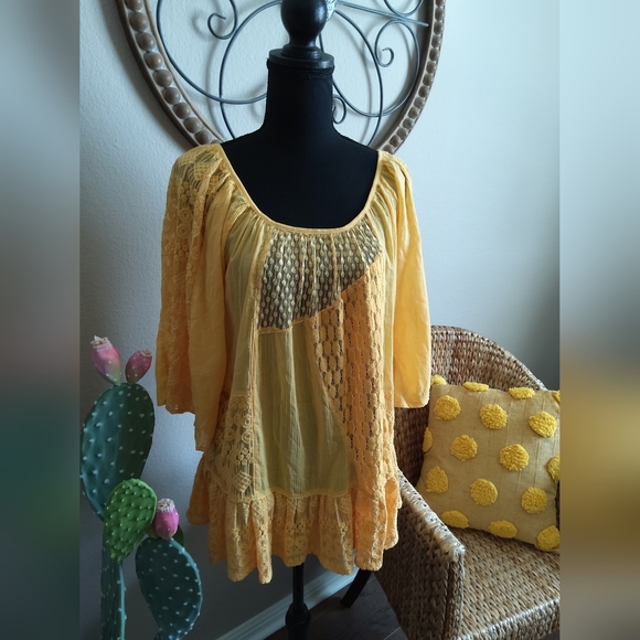 Young Threads Sunny Yellow Lace Blouse - Picture 4 of 9
